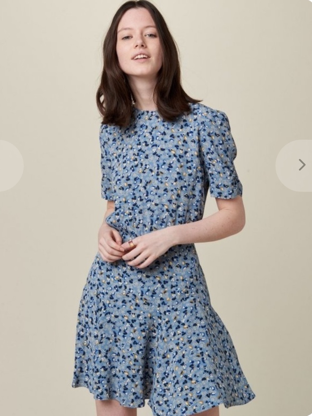 Sessùn Lucie Dance Dress Floral Ruffle Mini Puff Sleeve Size Large - Picture 2 of 8
